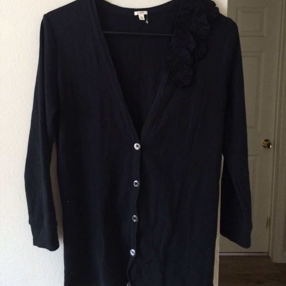 J.CREW CARDIGAN FLORAL APPLIQUE DESIGN S